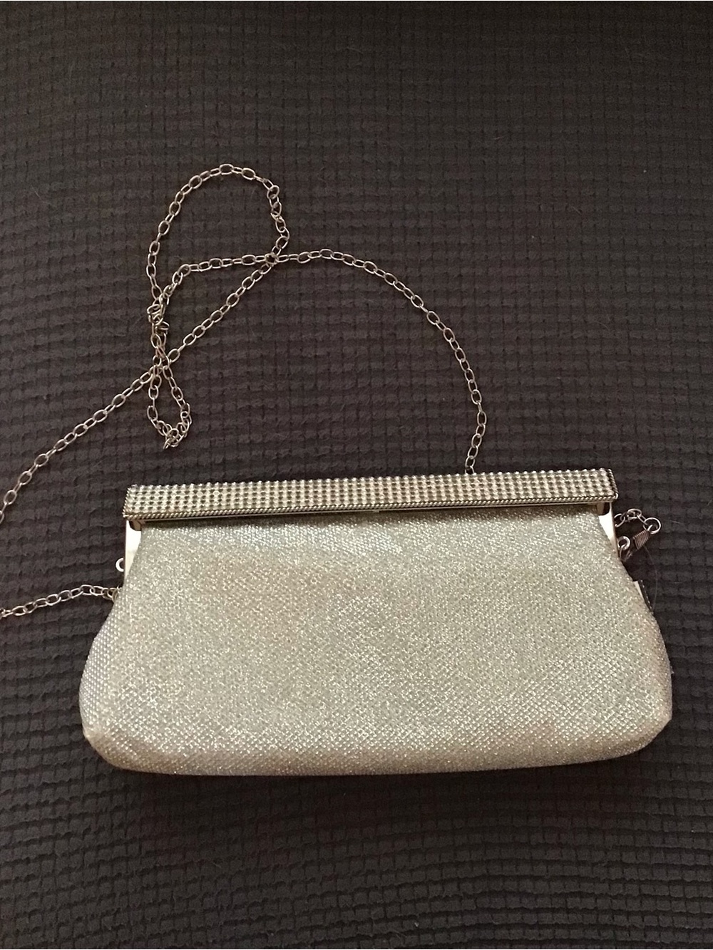 Nina Silver Evening Clutch with Chain Strap
